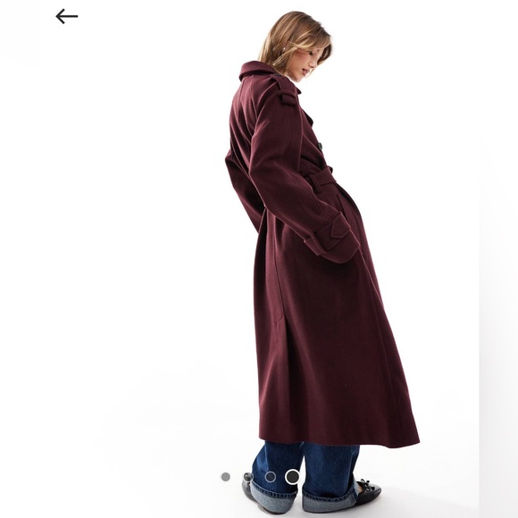 Burgundy Double-Breasted Trench Coat - Picture 6 of 6